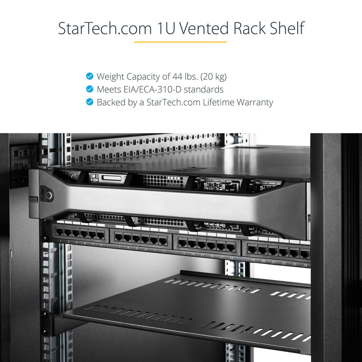 STARTECH.COM Server Rack Shelf 2-pack 1u -vented Rackmount Tray 44lb/10in