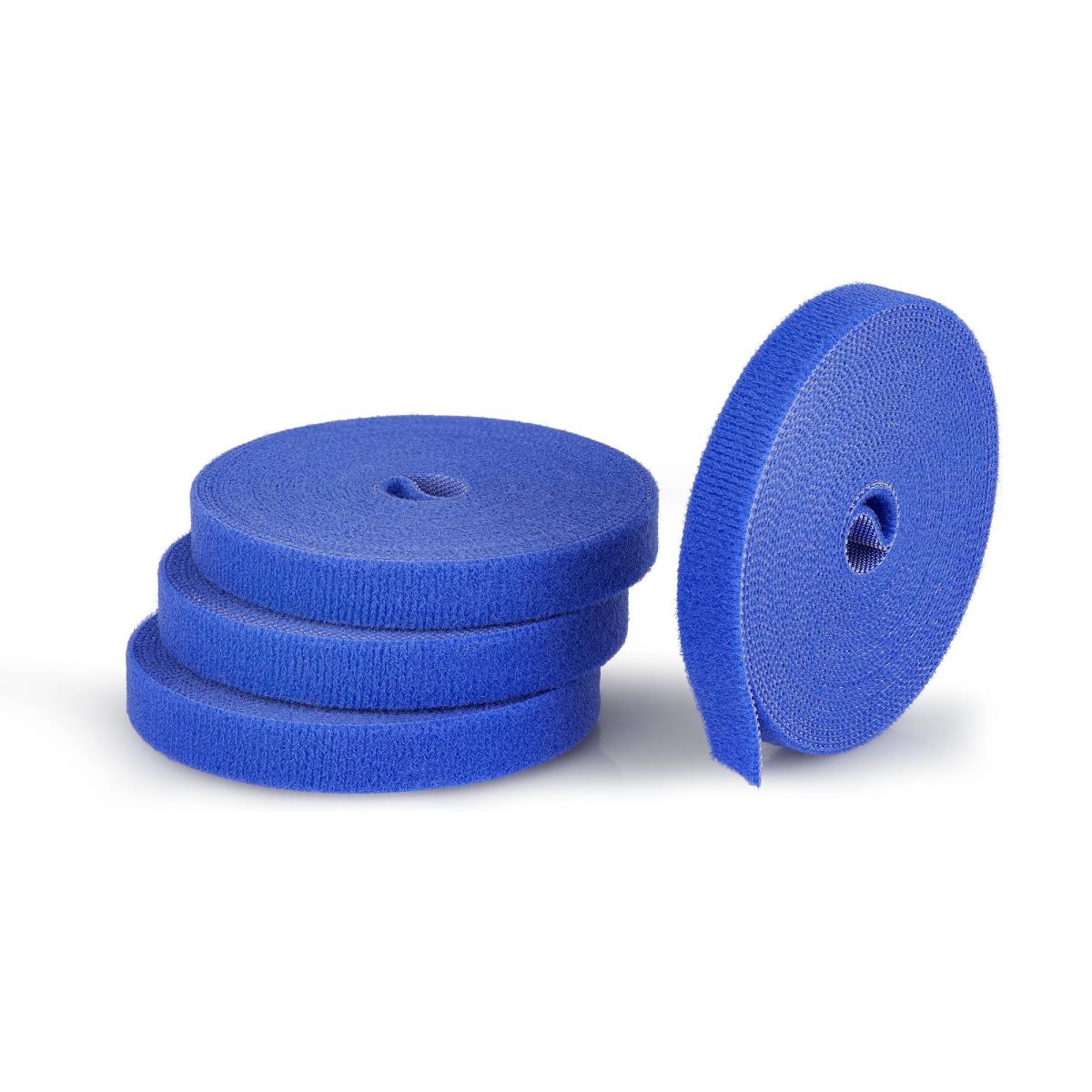 STARTECH.COM Hook And Loop Roll, 0.5in Wide, Blue, Cut-to-size Reusable Cable Ties 4-pack 4.6m