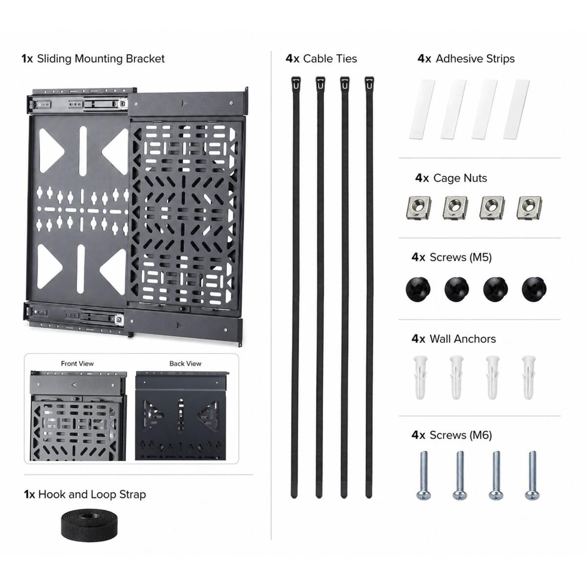 STARTECH.COM Slide-out Av Component Storage Panel Cable Box And Accessories Mounting 22lb (10