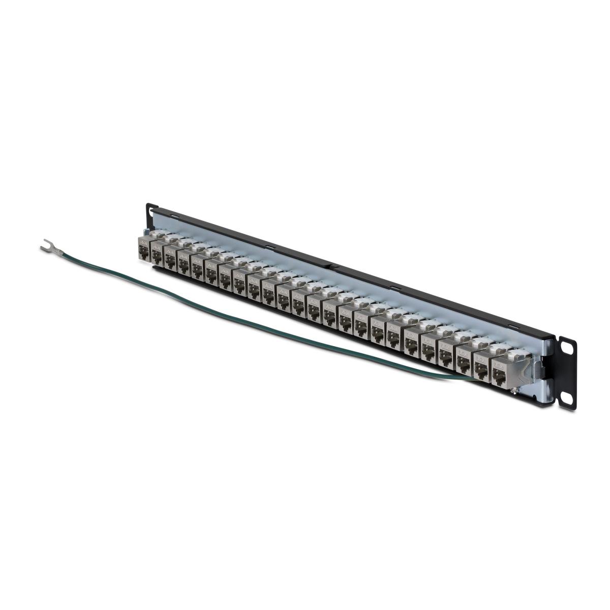 STARTECH.COM Patch Panel 24 Port 1u Feed Through With Cable Management Bar, Rackmount Shielded CAT6a