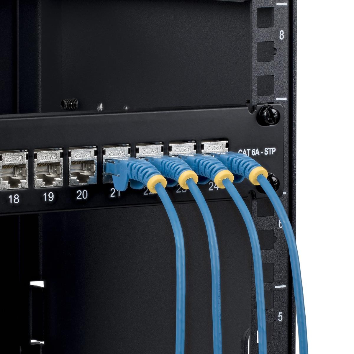 STARTECH.COM Patch Panel 24 Port 1u Feed Through With Cable Management Bar, Rackmount Shielded CAT6a
