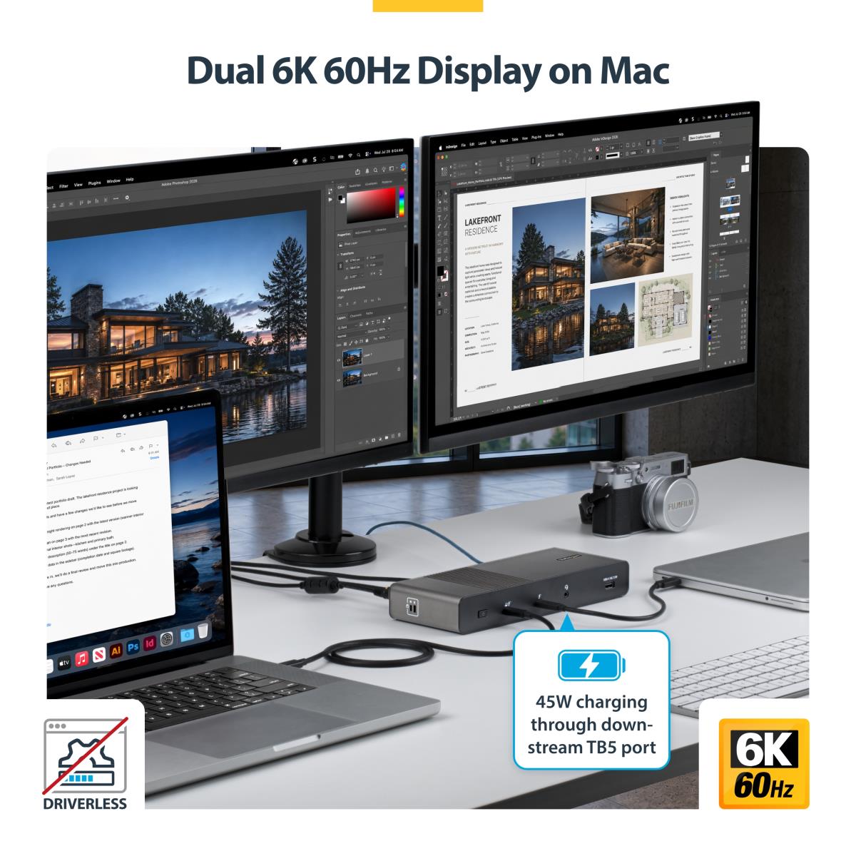STARTECH.COM Laptop Charge - Thunderbolt 5 Docking Station Quad Monitor 140w