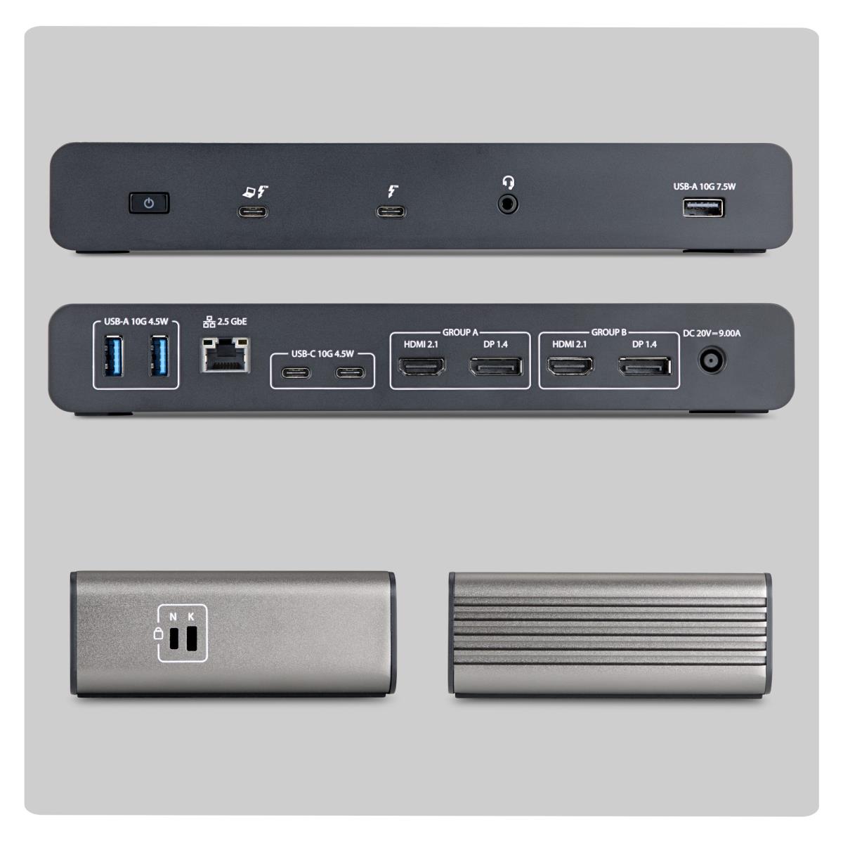 STARTECH.COM Laptop Charge - Thunderbolt 5 Docking Station Quad Monitor 140w
