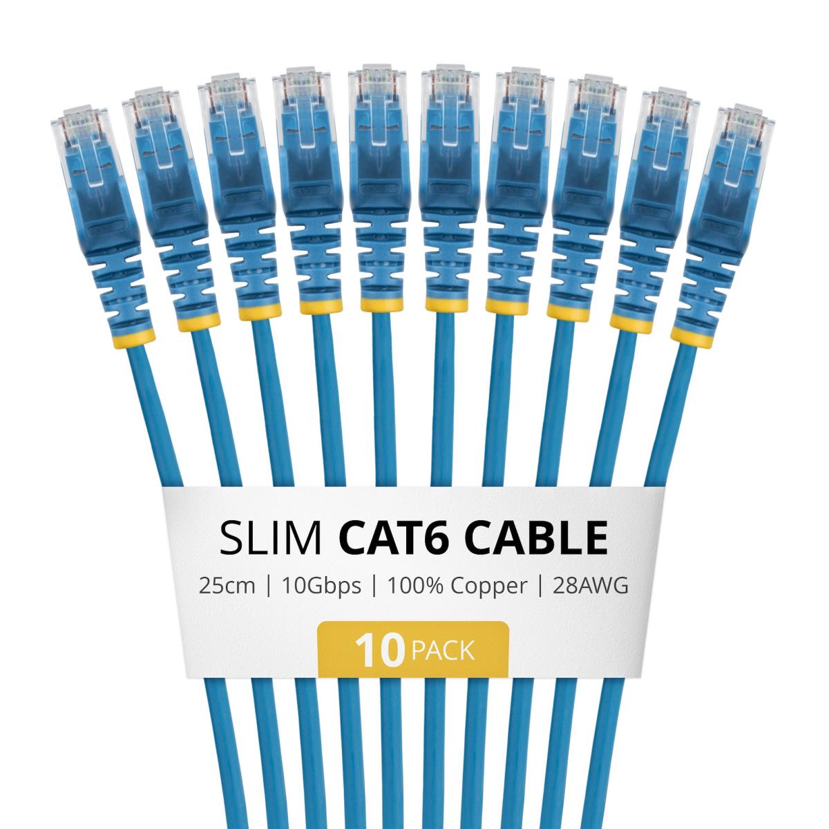 STARTECH.COM Patch Cable - CAT6 - Utp - 25cm - Blue Slim 10 Pack