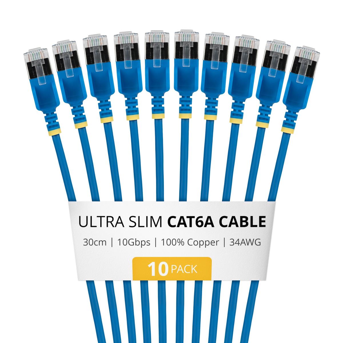 STARTECH.COM Patch Cable - CAT6a - Ftp - Ultra Slim - 30cm - Blue 10 Pack