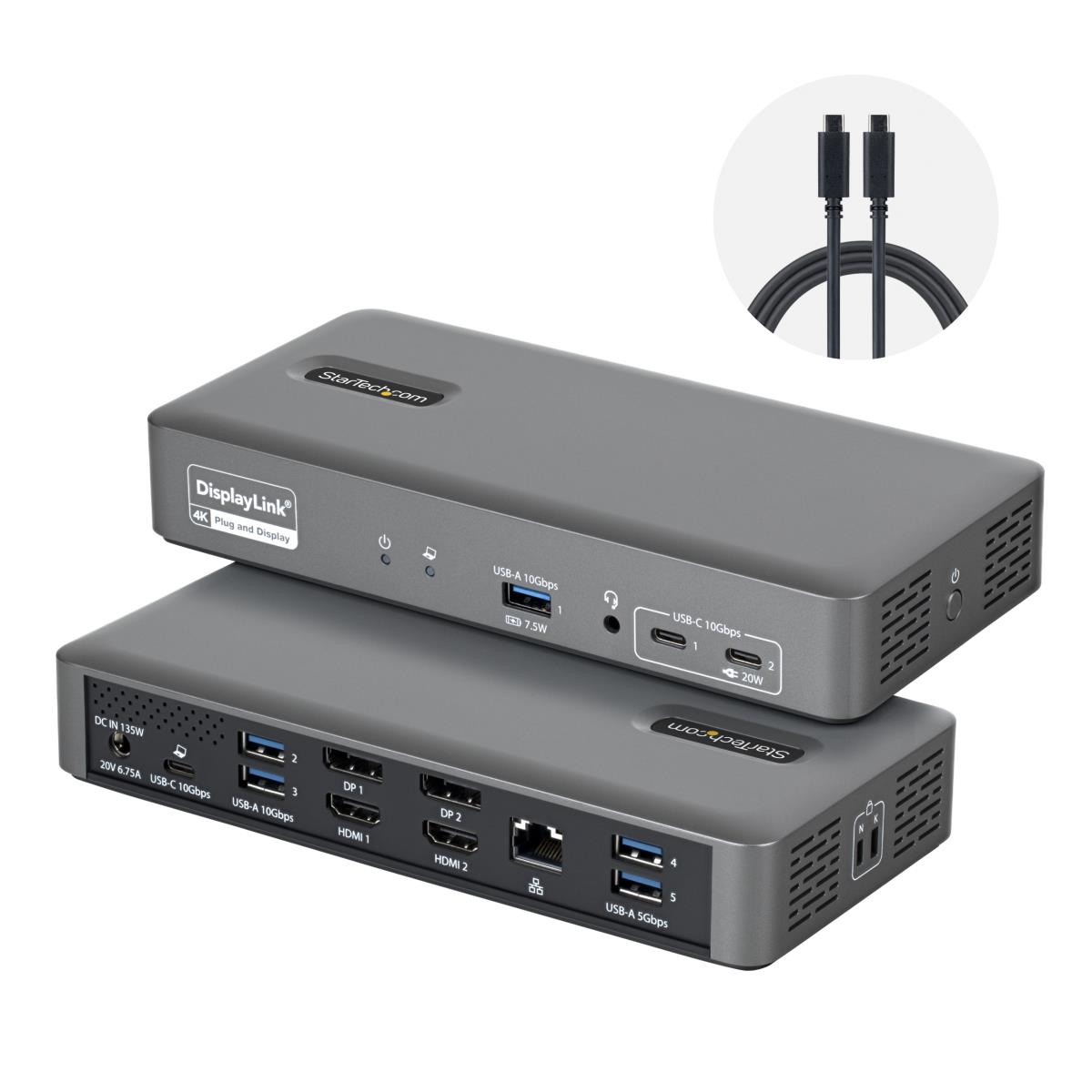 STARTECH.COM Dual-monitor USB-c Docking Station, 4k 60hz, Hdmi Or DisplayPort, 96w Laptop Charging