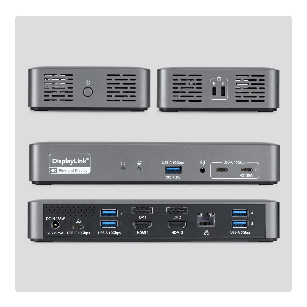 STARTECH.COM Dual-monitor USB-c Docking Station, 4k 60hz, Hdmi Or DisplayPort, 96w Laptop Charging