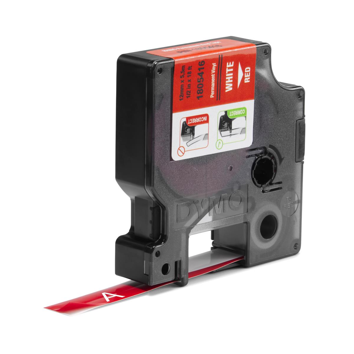 DYMO Rhino 12 Mm Vinyl White On Red