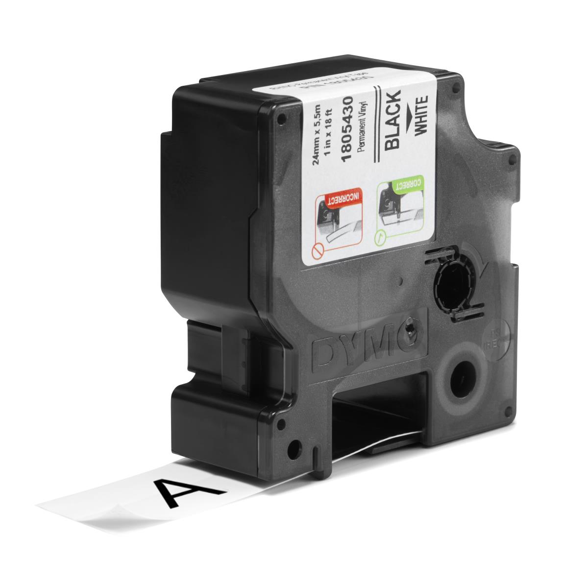 DYMO Rhino 24mm Black On White Vinyl