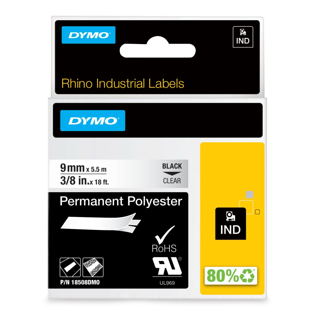 DYMO Clear Permanent Polyester Tape 3/8in