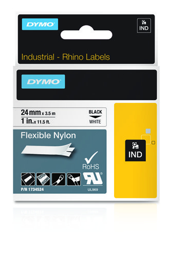 DYMO Flexible Nylon Label White Rhino 1in