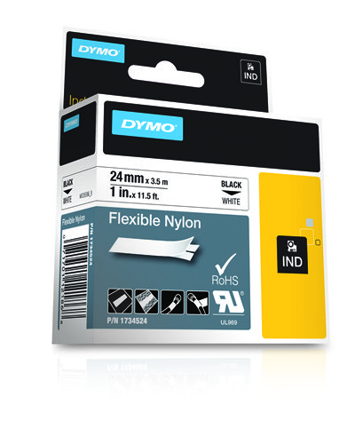DYMO Flexible Nylon Label White Rhino 1in
