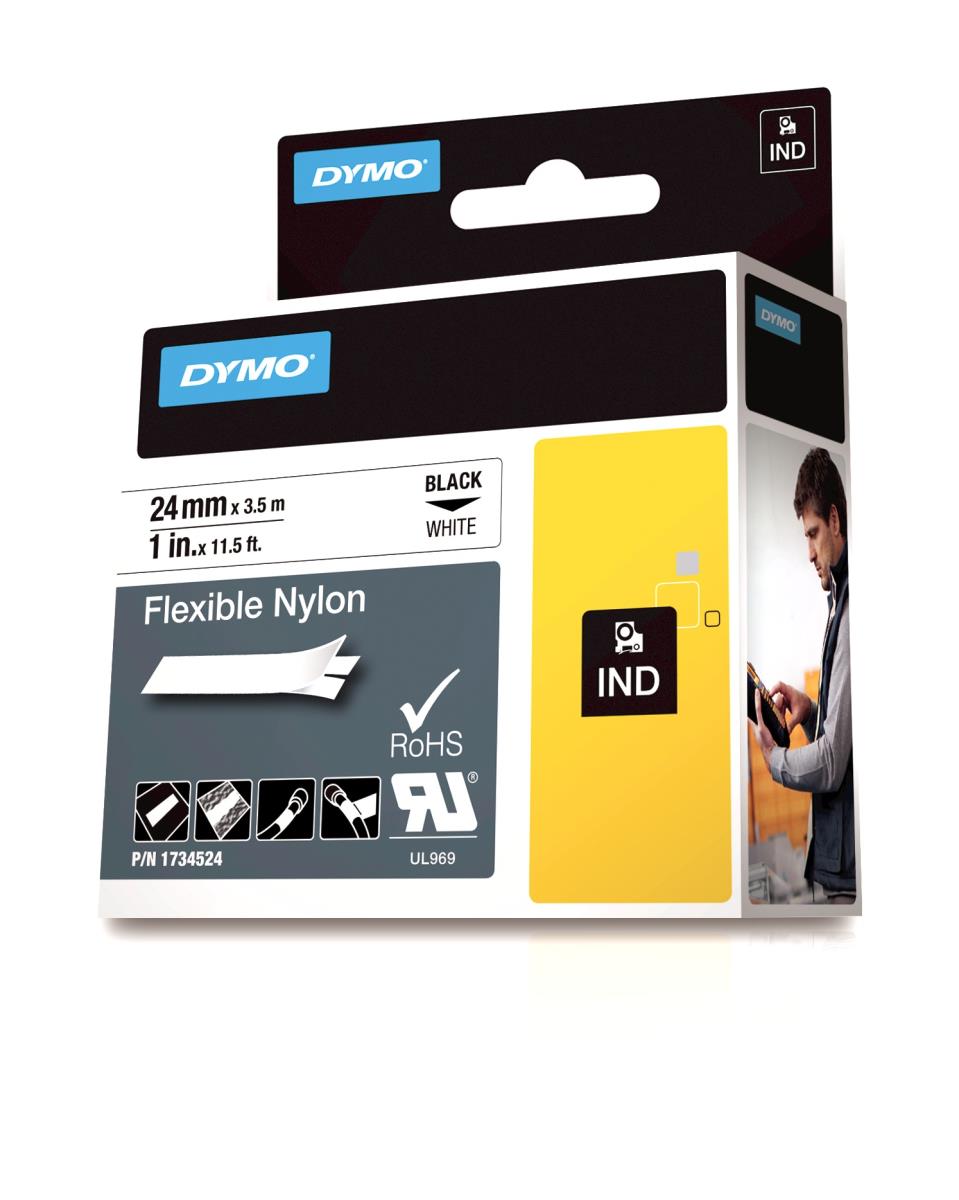 DYMO Flexible Nylon Label White Rhino 1in