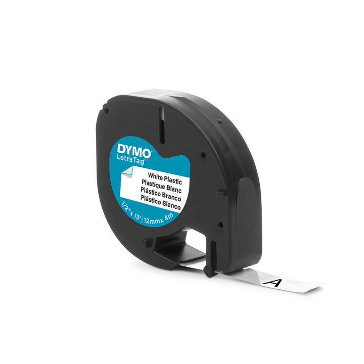 DYMO Plastic Letratag Tape 12mm White