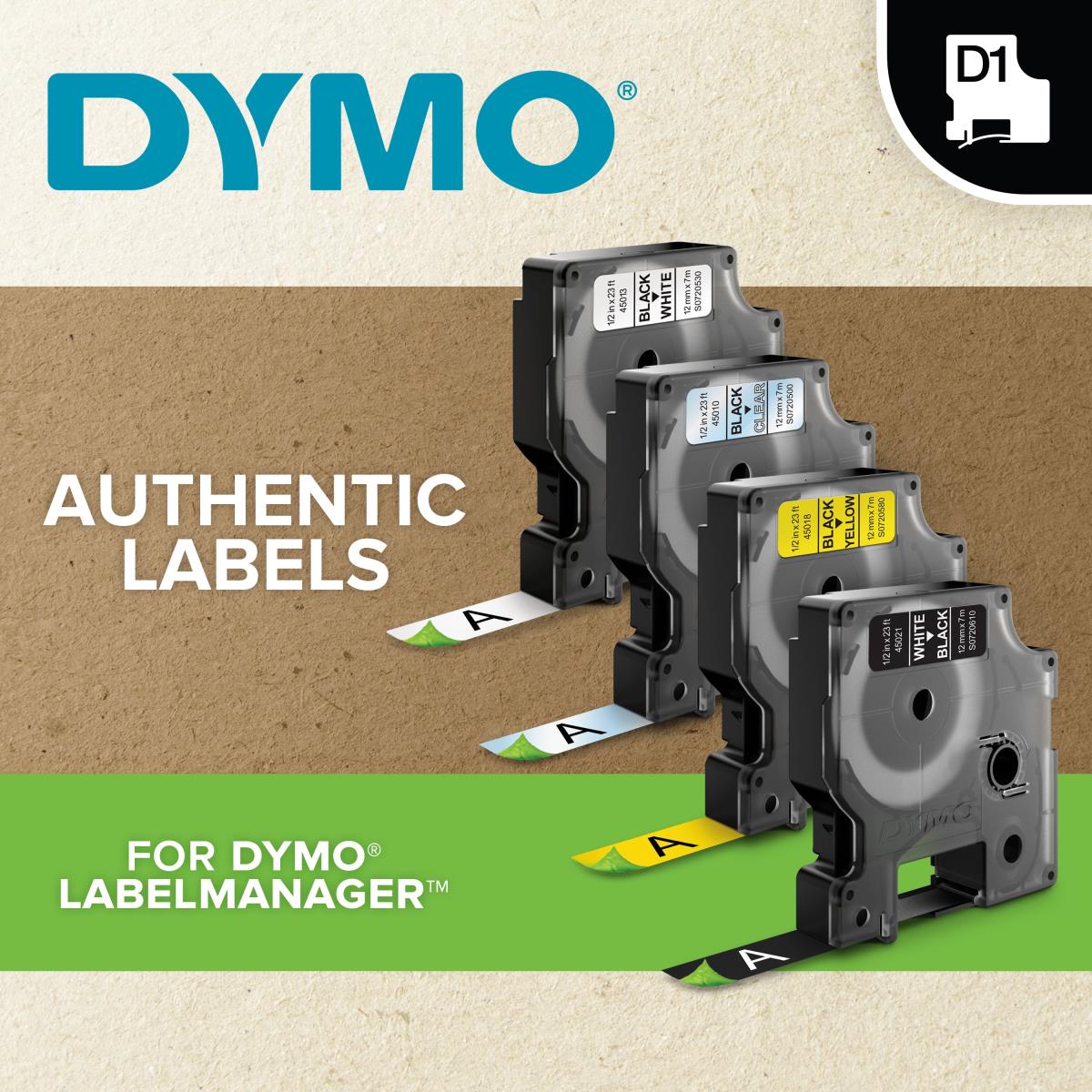 DYMO D1 Durable 12mm X 3m White On Red