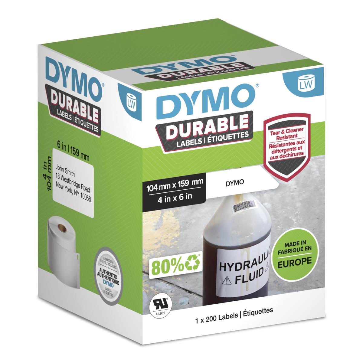 DYMO Durable 4XL Labels 104x159mm White Plastic