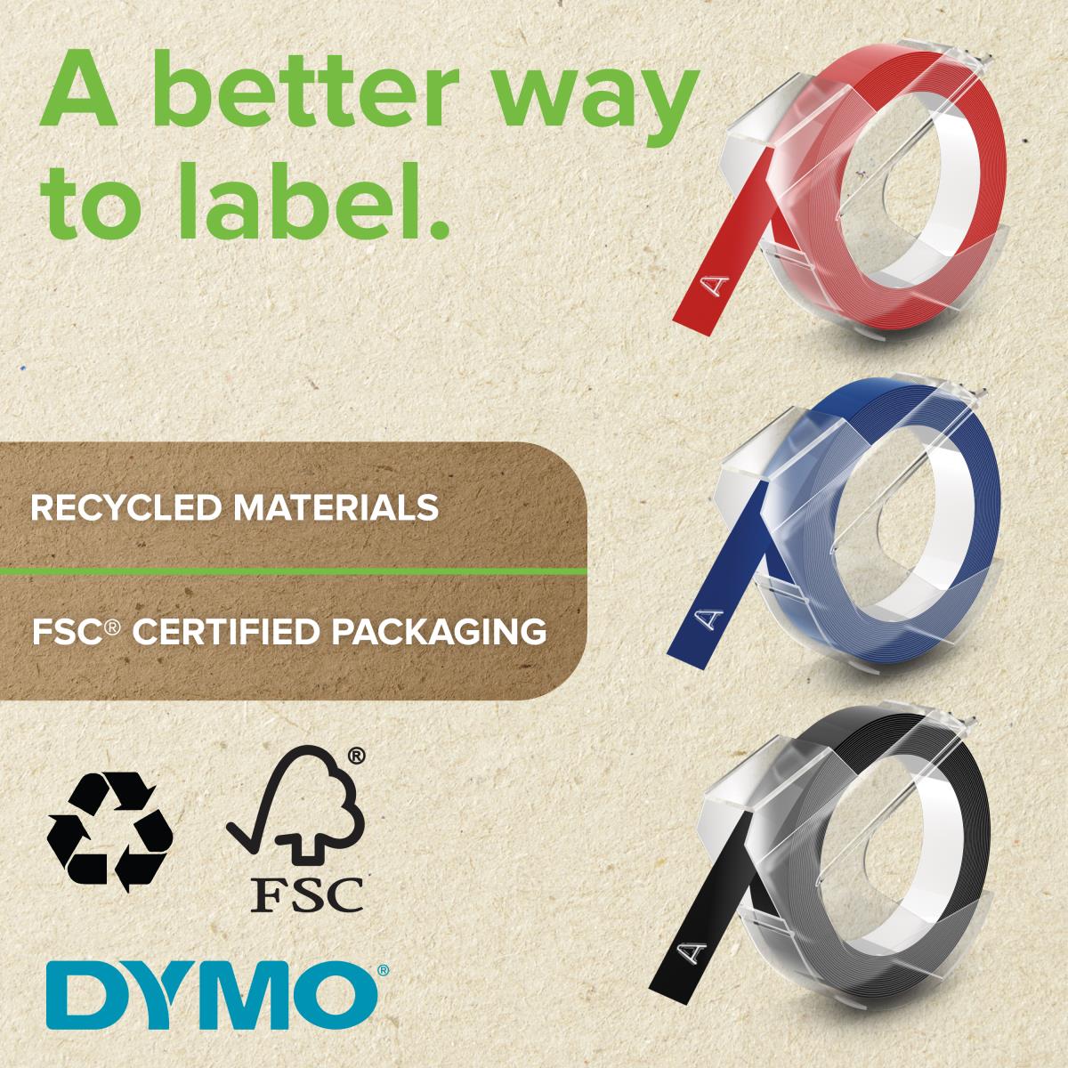 DYMO Embossing Tape Black 9mm