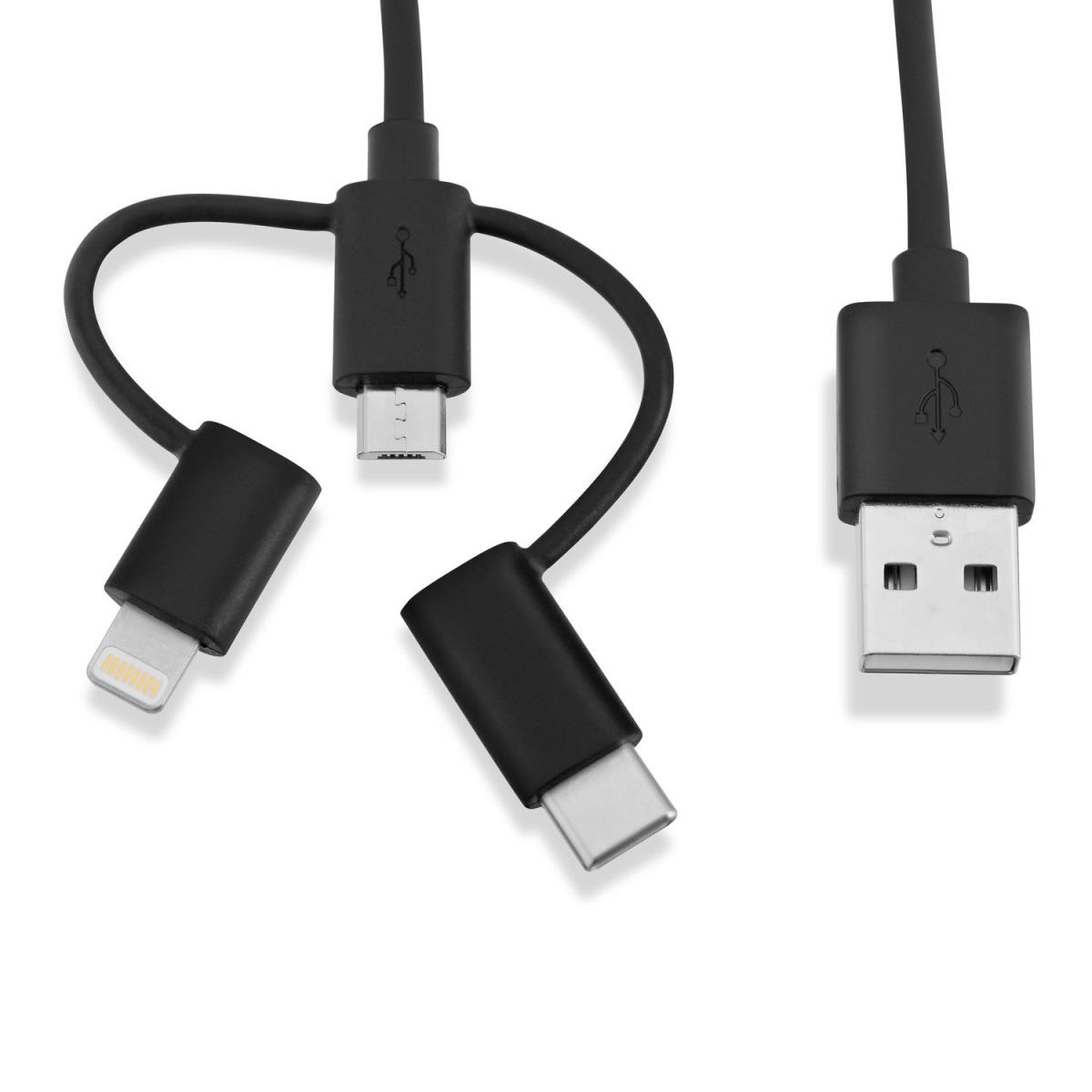 V7 - VIDEO SEVEN LIGHTNING/USBC/MICRO USB CABLE 3-IN-1 CABLE - MFI CERTIFIED