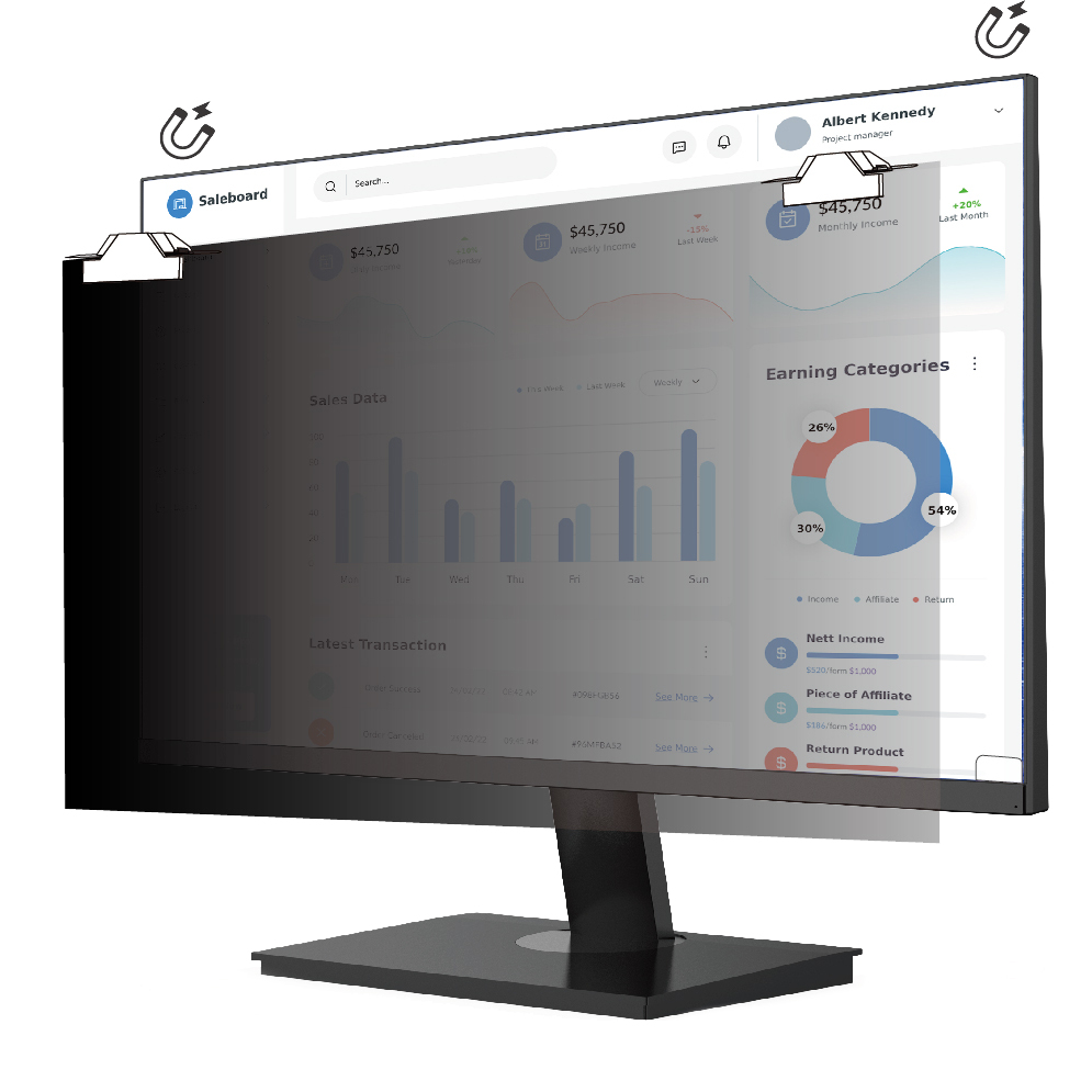 V7 - VIDEO SEVEN 21.5 IN PRIVACY FILTER 16:9 MAGNETIC ATTACH FOR MONITOR