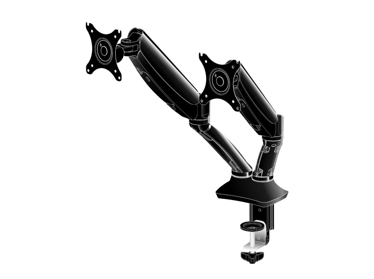 IiYAMA Dual Gas Spring Desk Mounting Arm DS3002C-B1/ Black