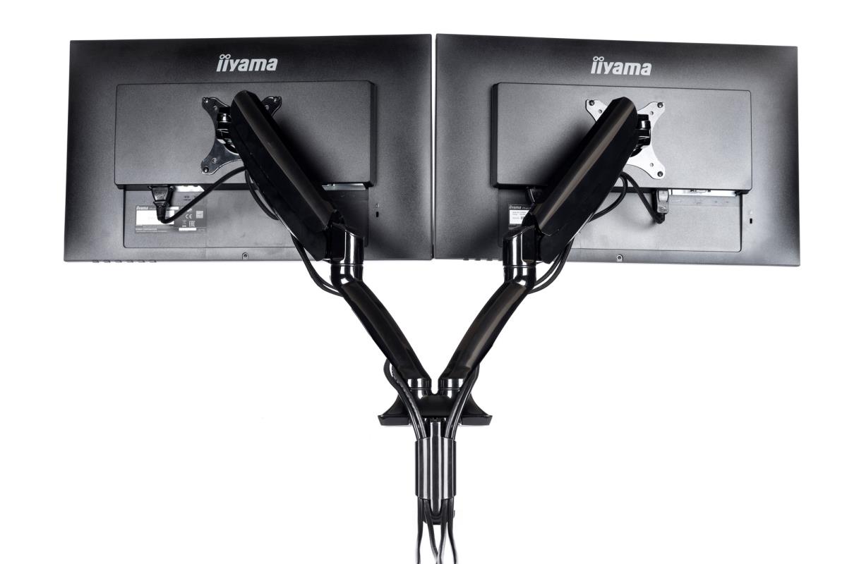 IiYAMA Dual Gas Spring Desk Mounting Arm DS3002C-B1/ Black