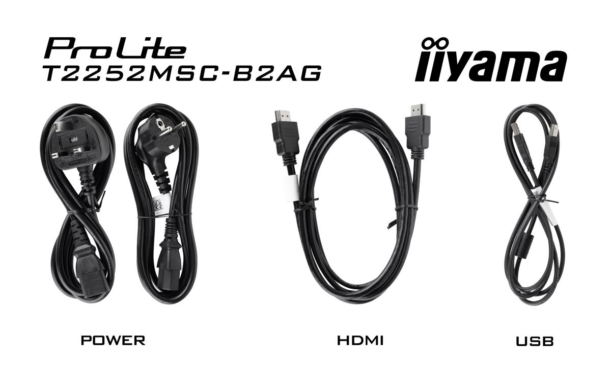 IiYAMA Touch Monitor - PROLITE T2252MSC-B2AG - 22in - 1920x1080 (FHD) - Black