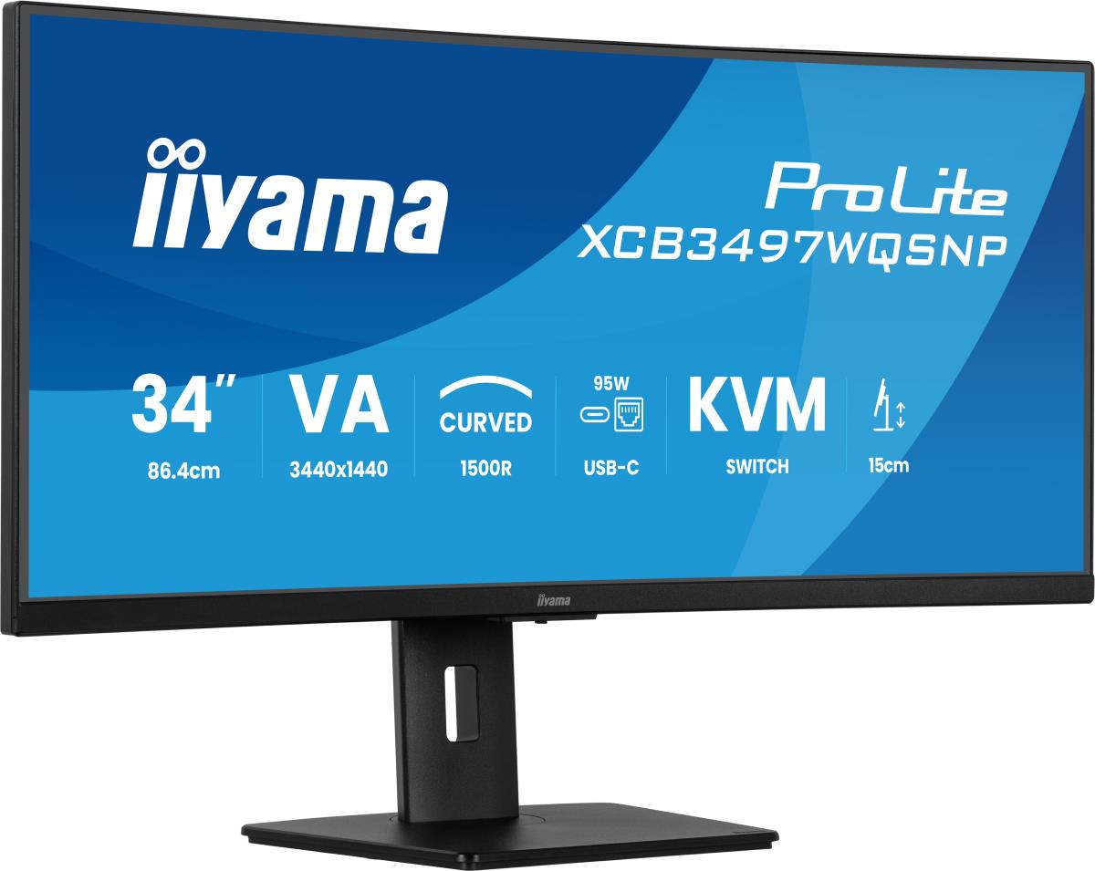 IiYAMA Desktop USB-C Monitor - ProLite XCB3497WQSNP-B1 - 34in Curved - 3440x1440 (UWQHD) - Black