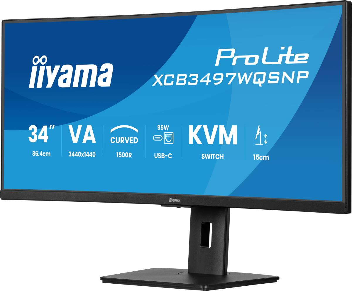 IiYAMA Desktop USB-C Monitor - ProLite XCB3497WQSNP-B1 - 34in Curved - 3440x1440 (UWQHD) - Black