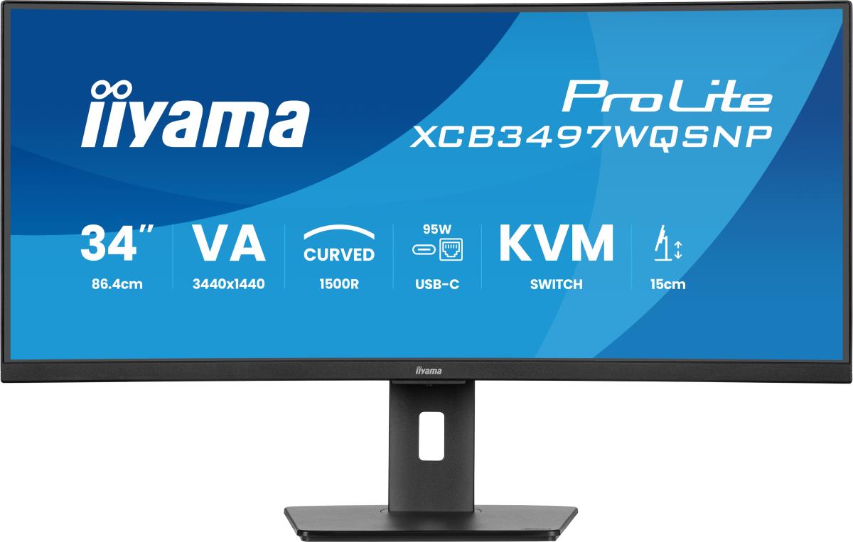 IiYAMA Desktop USB-C Monitor - ProLite XCB3497WQSNP-B1 - 34in Curved - 3440x1440 (UWQHD) - Black