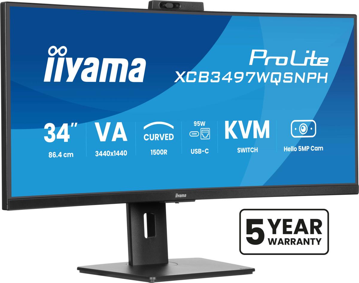 IiYAMA Desktop USB-C Monitor - ProLite XCB3497WQSNPH-B1 - 34in Curved - 3440x1440 (UWQHD) - Black