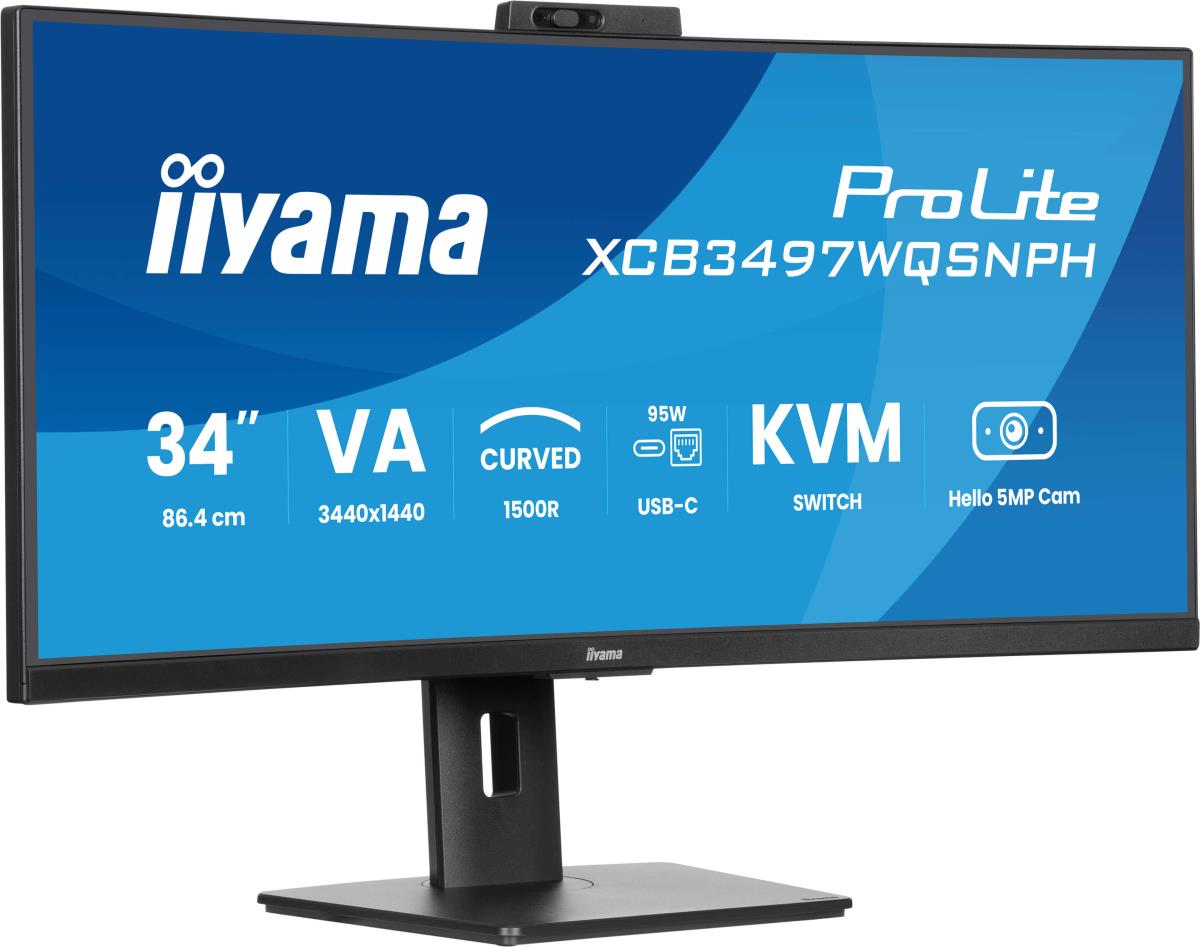 IiYAMA Desktop USB-C Monitor - ProLite XCB3497WQSNPH-B1 - 34in Curved - 3440x1440 (UWQHD) - Black