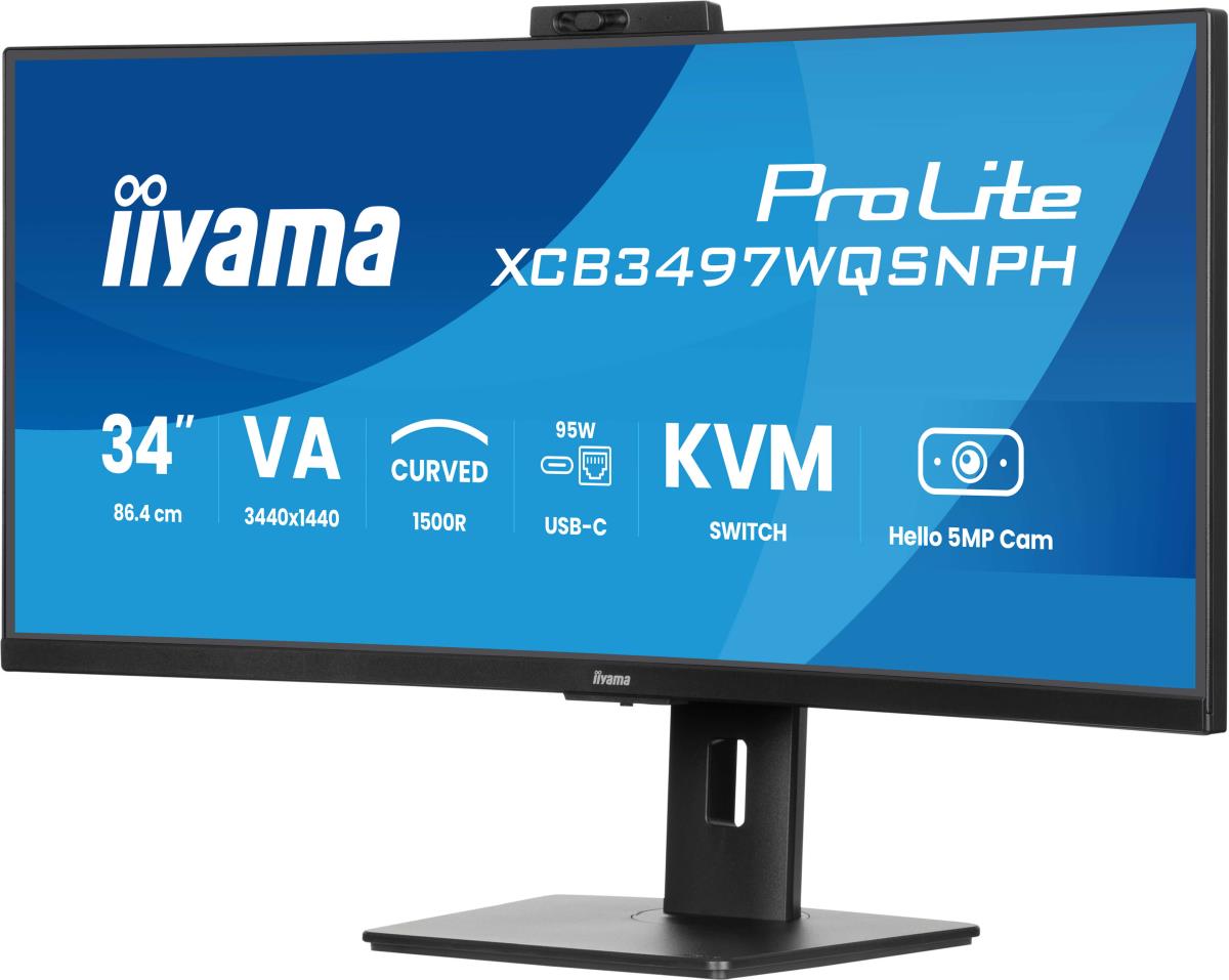 IiYAMA Desktop USB-C Monitor - ProLite XCB3497WQSNPH-B1 - 34in Curved - 3440x1440 (UWQHD) - Black