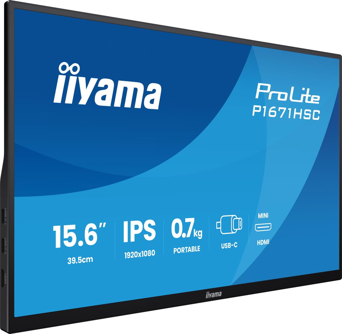 IiYAMA Desktop Monitor - ProLite P1671HSC-B1 - 16in - 1920x1080 (FHD) - Black