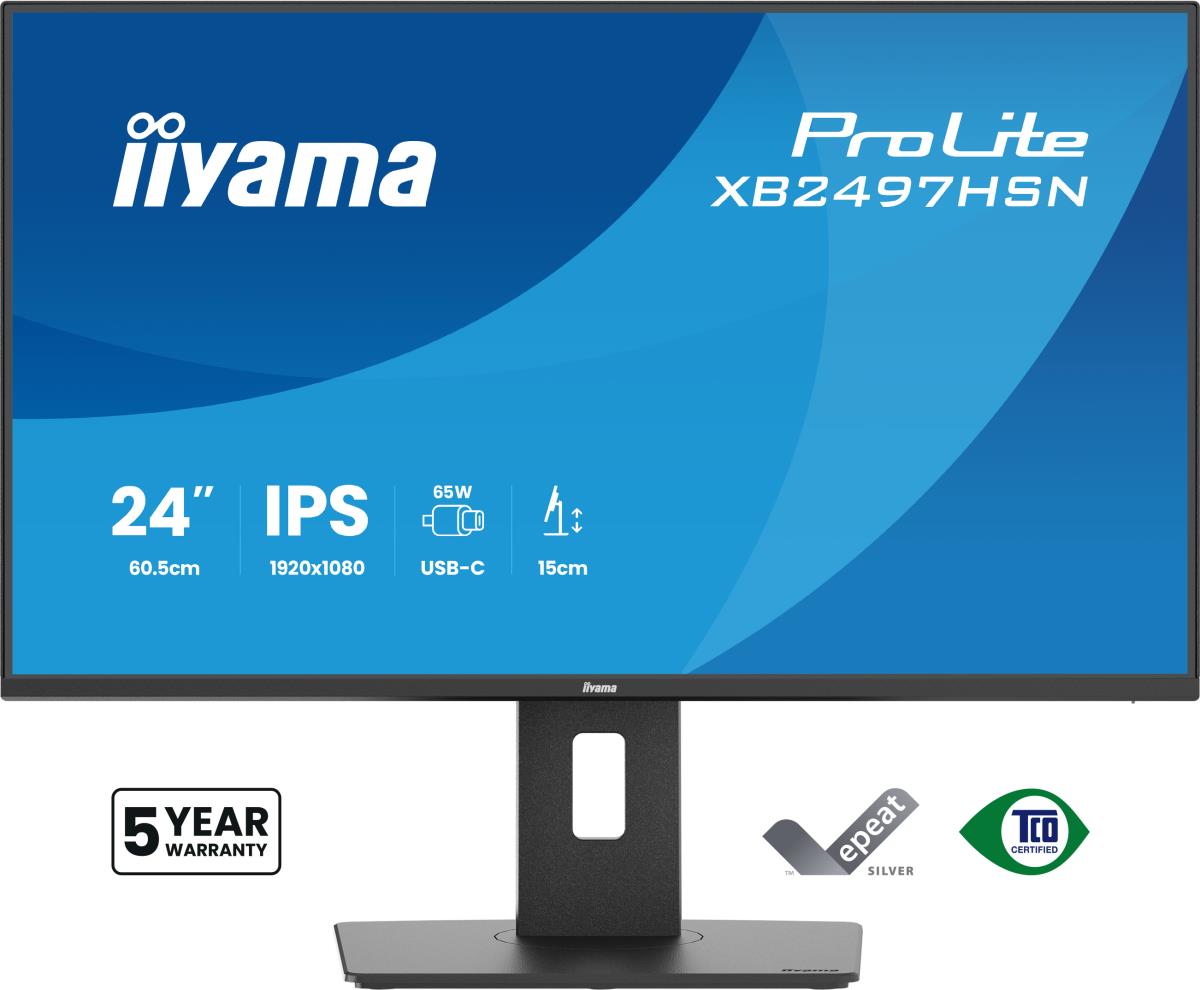 IiYAMA Desktop USB-C Monitor - ProLite XB2497HSN-B1 - 24in - 1920x1080 (FHD) - Black