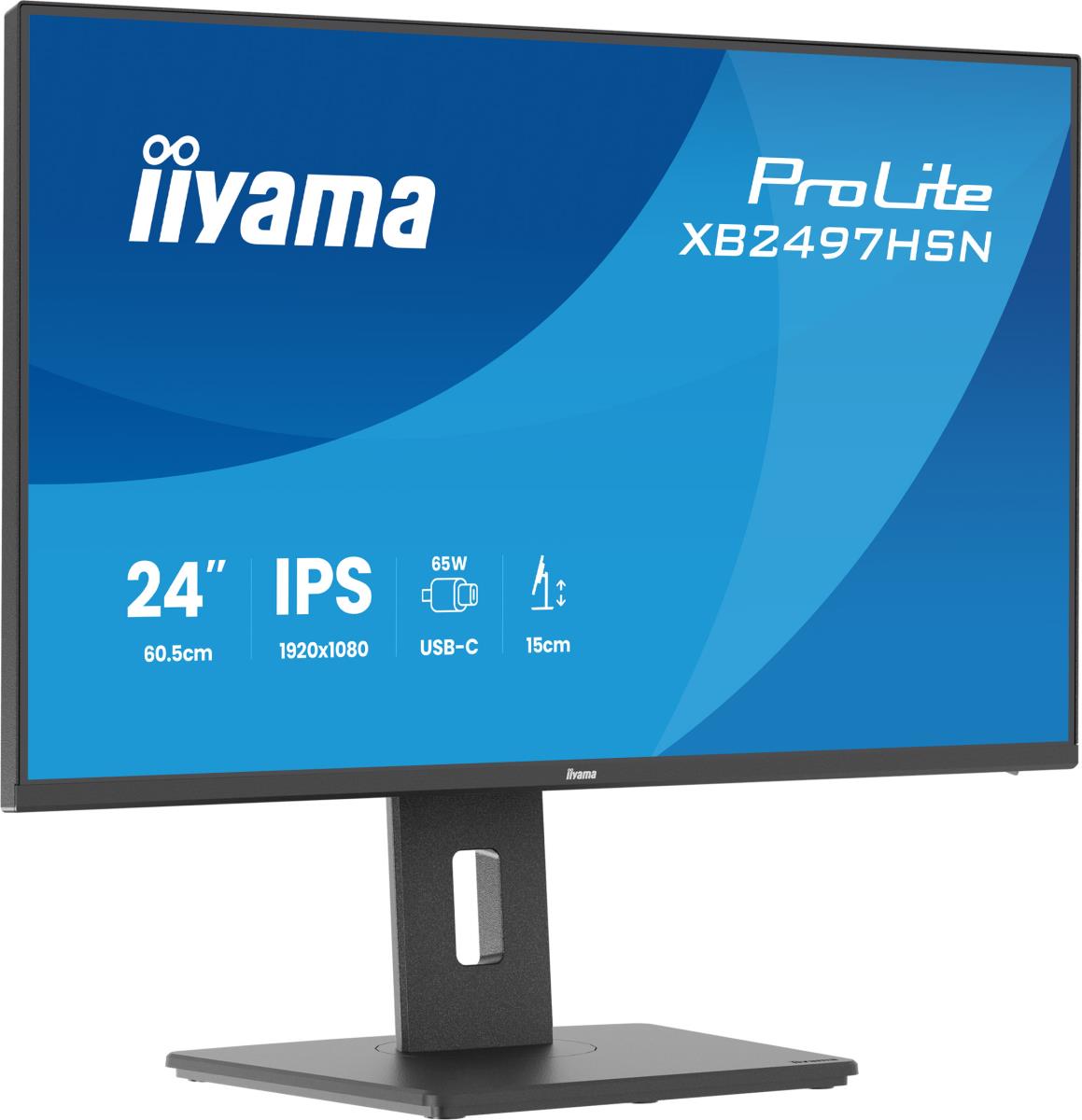 IiYAMA Desktop USB-C Monitor - ProLite XB2497HSN-B1 - 24in - 1920x1080 (FHD) - Black