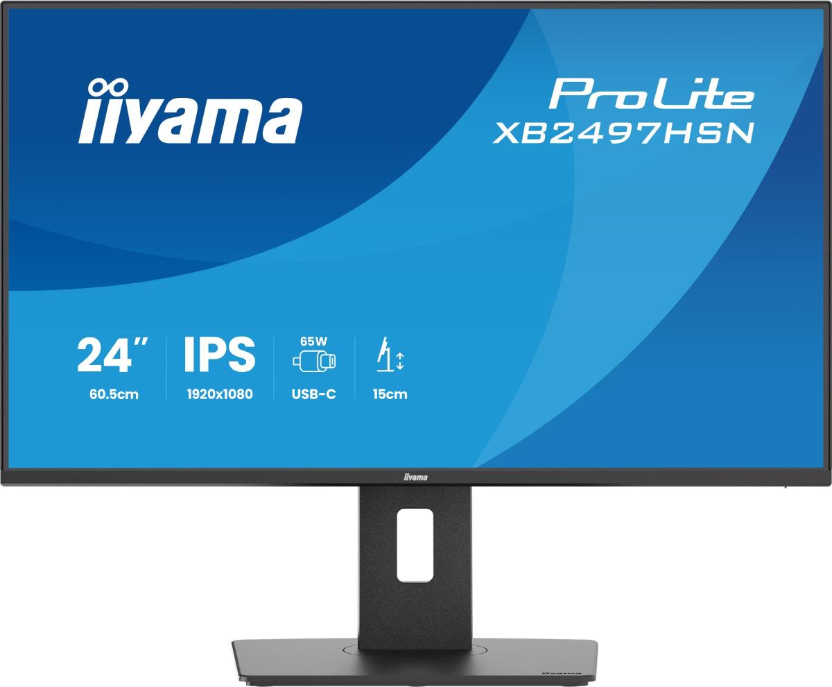 IiYAMA Desktop USB-C Monitor - ProLite XB2497HSN-B1 - 24in - 1920x1080 (FHD) - Black