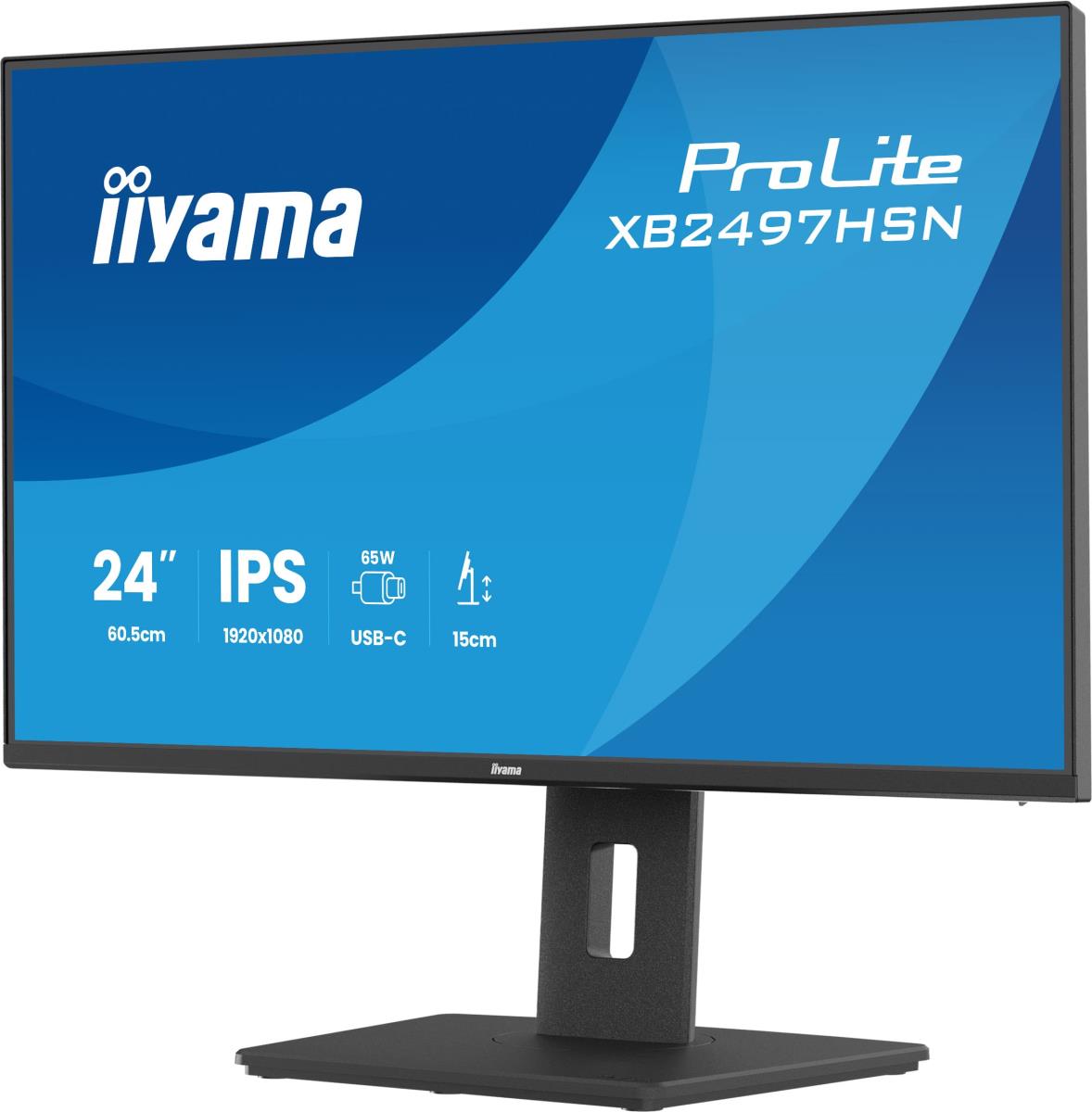 IiYAMA Desktop USB-C Monitor - ProLite XB2497HSN-B1 - 24in - 1920x1080 (FHD) - Black