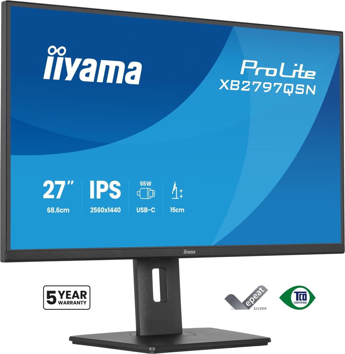 IiYAMA Desktop USB-C Monitor - ProLite XB2797QSN-B1 - 27in - 2560x1440 (WQHD) - Black