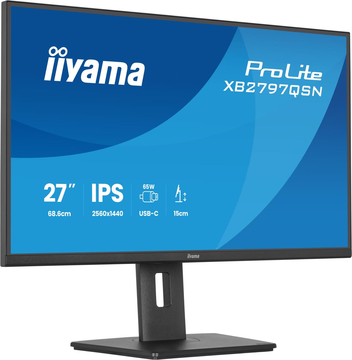 IiYAMA Desktop USB-C Monitor - ProLite XB2797QSN-B1 - 27in - 2560x1440 (WQHD) - Black