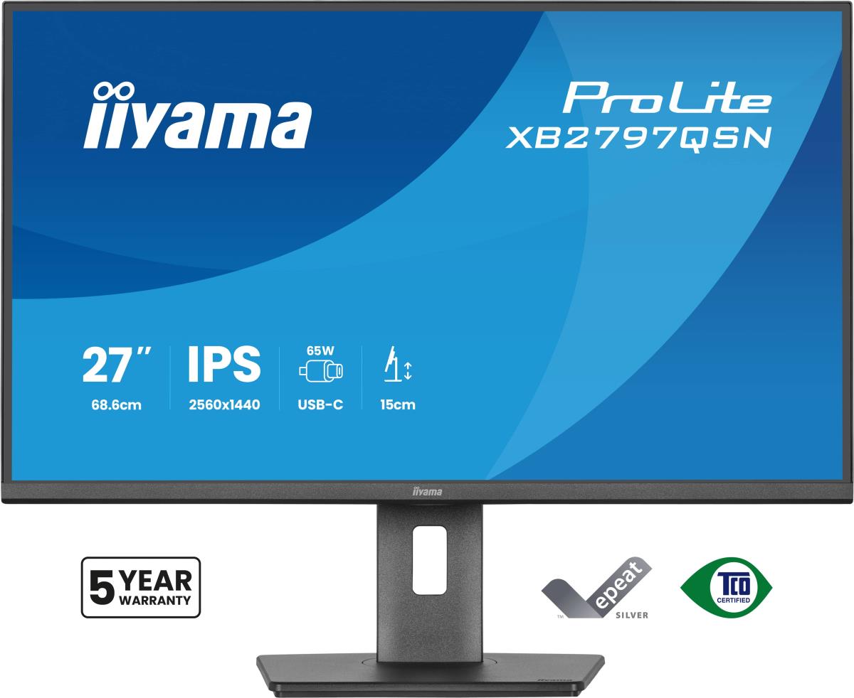 IiYAMA Desktop USB-C Monitor - ProLite XB2797QSN-B1 - 27in - 2560x1440 (WQHD) - Black