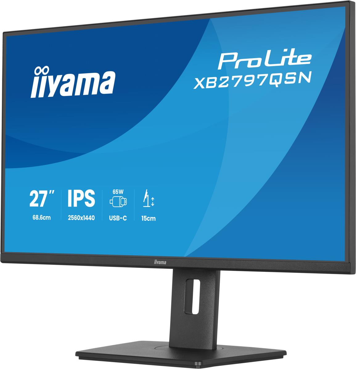 IiYAMA Desktop USB-C Monitor - ProLite XB2797QSN-B1 - 27in - 2560x1440 (WQHD) - Black