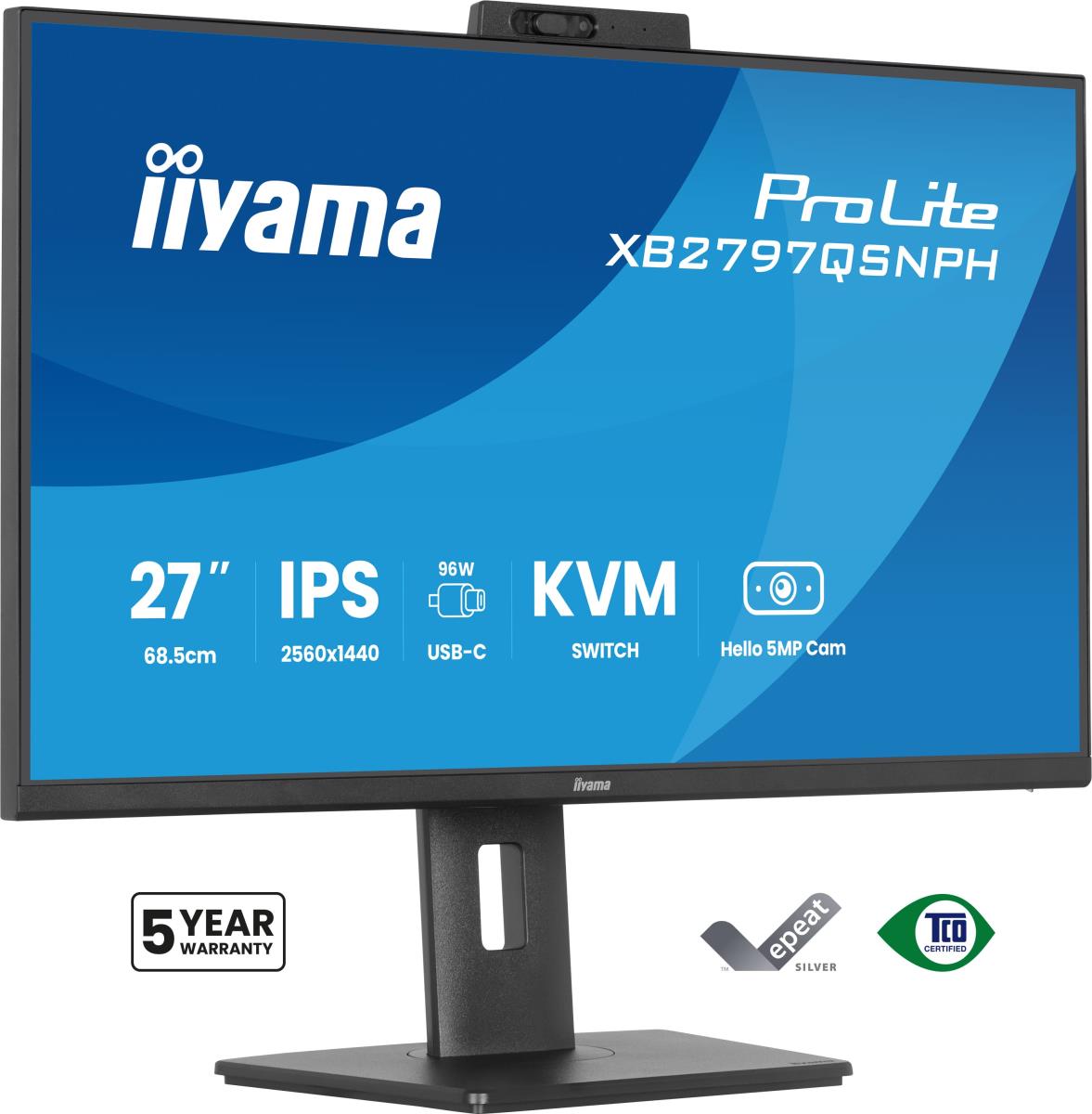 IiYAMA Desktop USB-C Monitor - ProLite XB2797QSNPH-B1 - 27in - 2560x1440 (WQHD) - Black