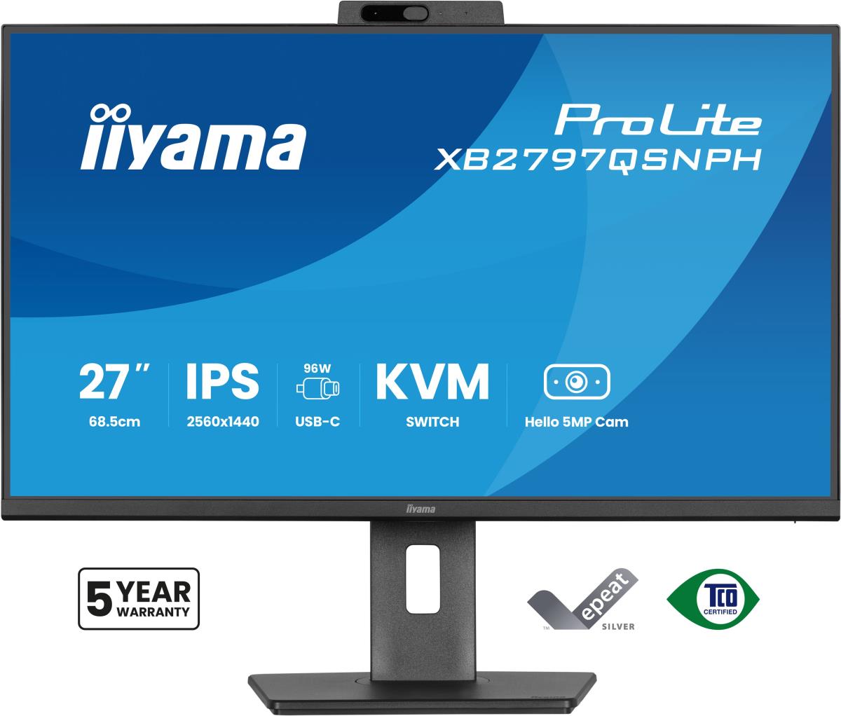 IiYAMA Desktop USB-C Monitor - ProLite XB2797QSNPH-B1 - 27in - 2560x1440 (WQHD) - Black