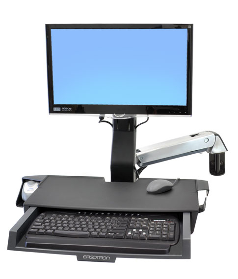 ERGOTRON Keyboard & Monitor Mount - StyleView - wall - 1 monitor - Sit-Stand Combo Arm with Worksurface - Tilt/Pan/Rotate - Up to 24in - Aluminium