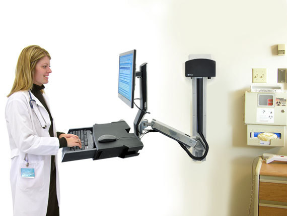 ERGOTRON Keyboard & Monitor Mount - StyleView - wall - 1 monitor - Sit-Stand Combo Arm with Worksurface - Tilt/Pan/Rotate - Up to 24in - Aluminium