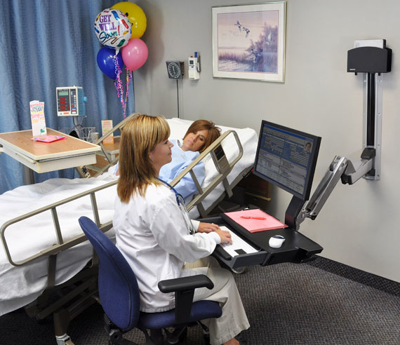 ERGOTRON Keyboard & Monitor Mount - StyleView - wall - 1 monitor - Sit-Stand Combo Arm with Worksurface - Tilt/Pan/Rotate - Up to 24in - Aluminium