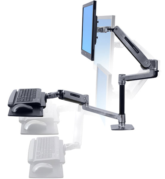ERGOTRON Sit-Stand Desk Arm - WorkFit-LX - Desk - 1 Monitor - Tilt/Pan/Rotation - Up to 42in - Aluminium