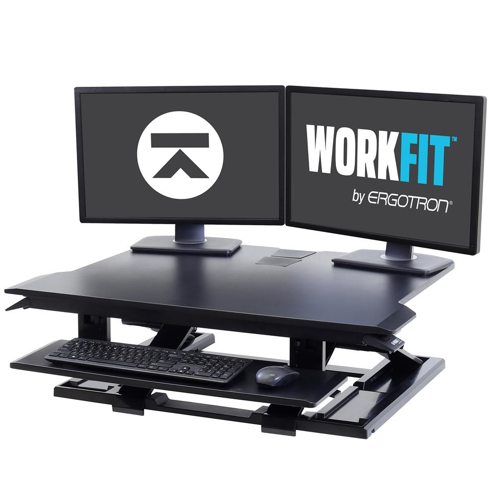 ERGOTRON WorkFit-TX Standing Desk Converter Sit-Stand Desk Workstation - Height-Adjustable Keyboard