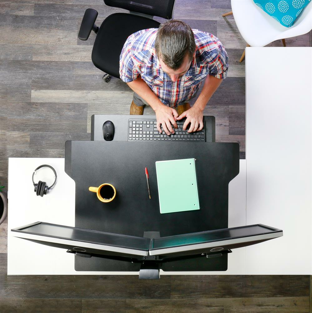 ERGOTRON WorkFit-TX Standing Desk Converter Sit-Stand Desk Workstation - Height-Adjustable Keyboard