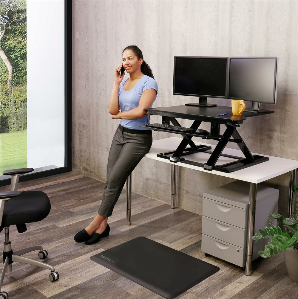 ERGOTRON WorkFit-TX Standing Desk Converter Sit-Stand Desk Workstation - Height-Adjustable Keyboard
